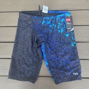 TYR Durafast Elite Orion Boys Mens Blue/black Splice Jammer Size 32 NWT